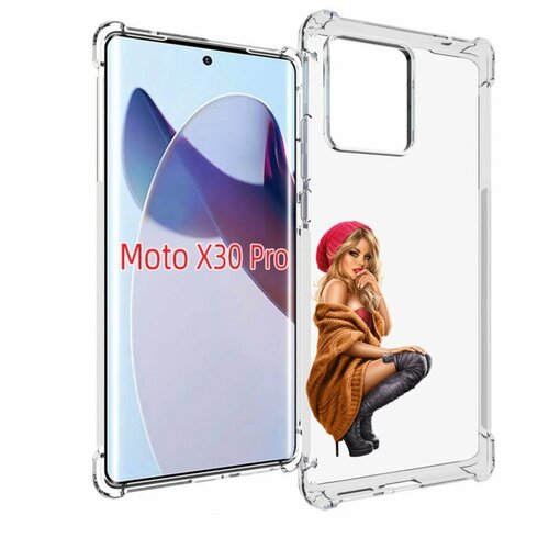 Чехол MyPads девушка-в-коричневом-свитере для Motorola Moto X30 Pro задняя-панель-накладка-бампер