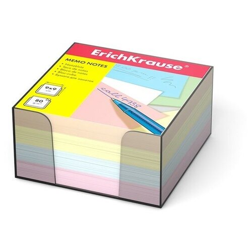 Блок бумаги для записей ErichKrause, 9 x 9 x 5 см, в пластиковом боксе, 80 г/м2, цветной./В упаковке шт: 1