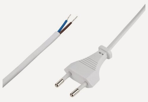 Изображение товара Сетевой шнур Rexant с вилкой, 2х0.75 кв. мм, 1.8 м, белый