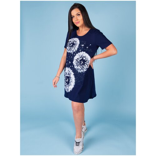 фото Туника трикотажные сезоны, размер 54, синий