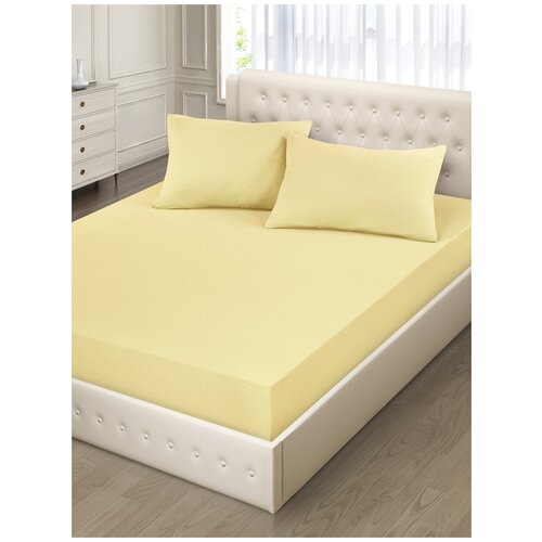 фото Простыня violett трикотажная на резинке, экрю, 180х200х25 kupu-kupu