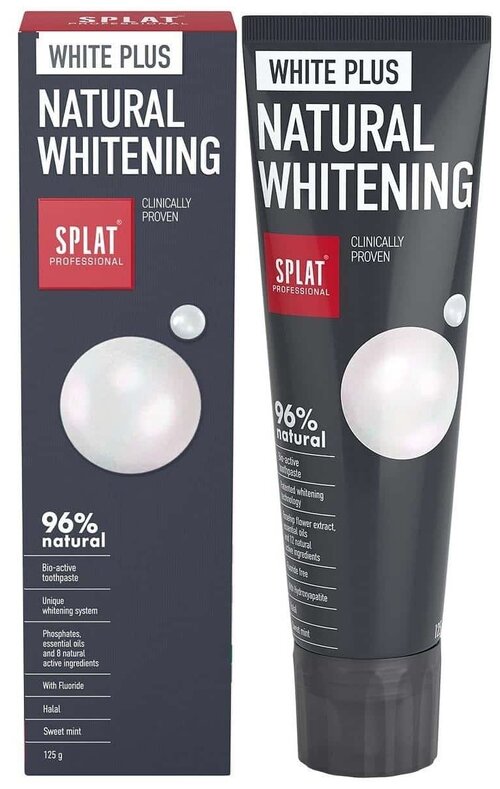 Зубная паста SPLAT Professional White Plus Natural Whitening, 125 мл, разноцветный