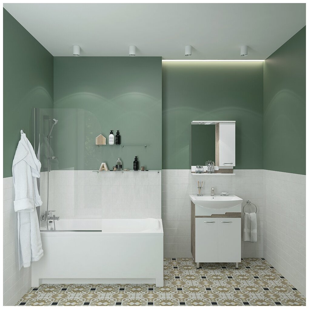 Зеркало с подсветкой и шкафом для ванной EvaGold Каскад 55 моринга - фотография № 7