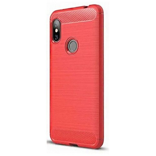 Накладка силиконовая для Xiaomi Redmi Note 6 Pro под карбон и сталь красная