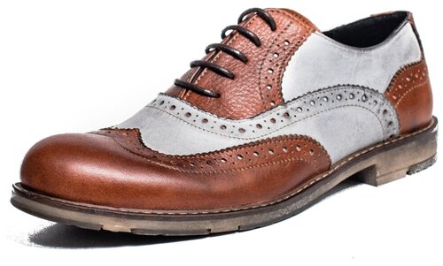 Туфли броги Tito Lanzony, демисезонные, натуральная кожа, полнота G, размер 40, коричневый