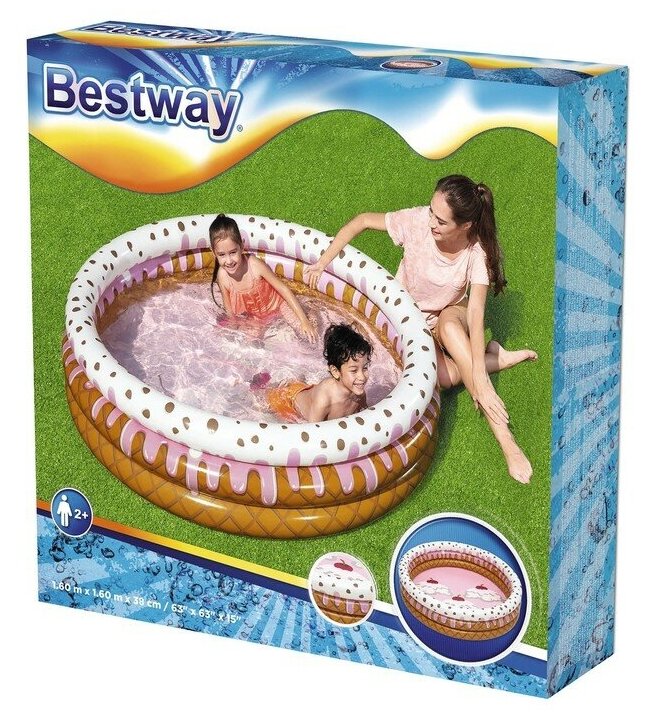 Бассейн надувной Sundae Funday, 160 x 160 х 38 см, 51144 Bestway - фотография № 5