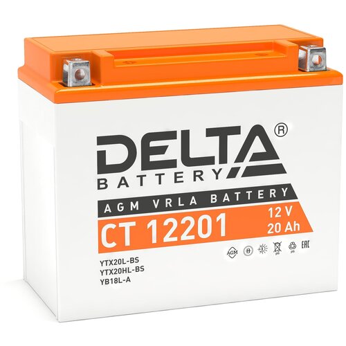 фото Мото аккумулятор delta battery ct 12201 20 а·ч