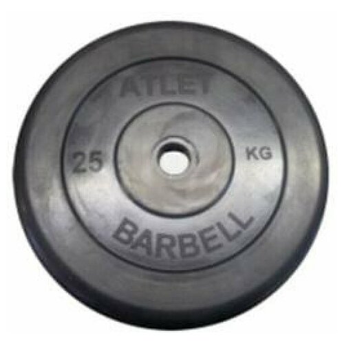 фото Диск обрезиненный черный atlet barbell d-26 25 кг mb barbell