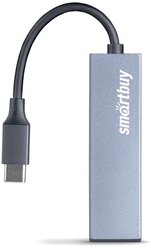 USB Type-C Хаб Smartbuy 460С 2 порта USB 3.0, металл.корпус, серый