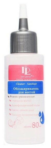 De'Lakrua, Жидкость для обезжиривания ногтей Cleaner-Sanitizer, 80 мл