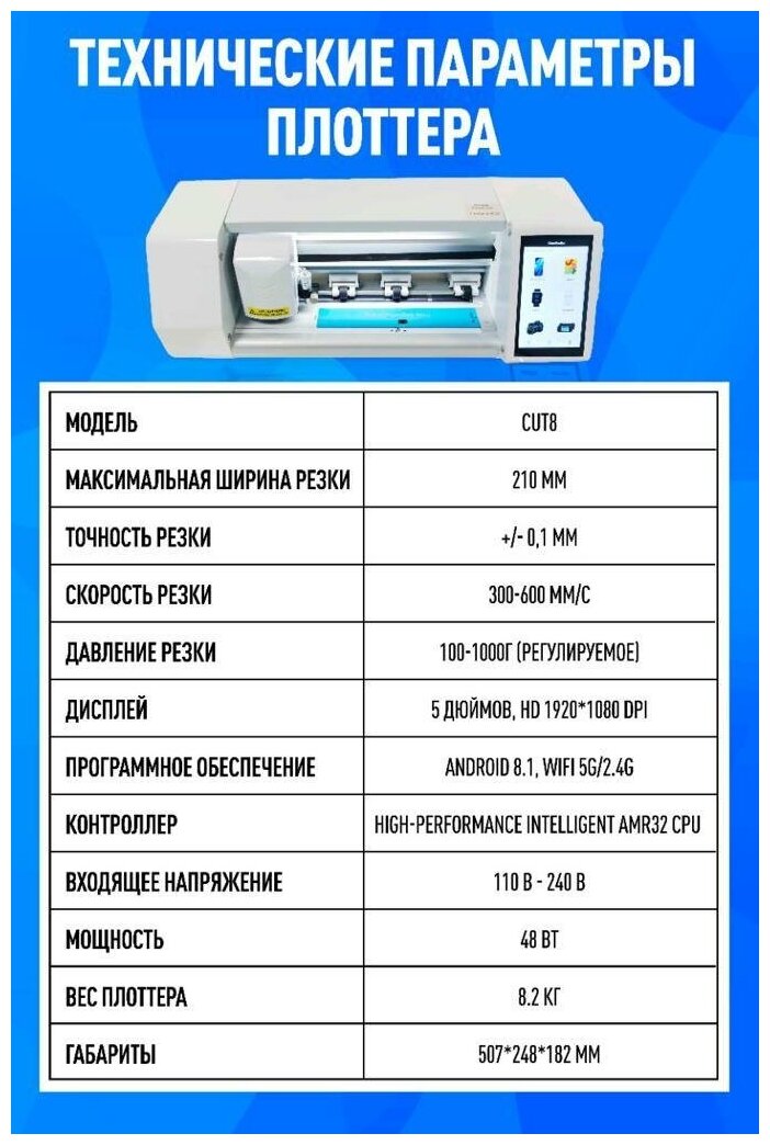Плоттер Steel Skin CUT8 для нарезки защитной гидрогелевой пленки для смартфонов,планшетов,фотоаппаратов,игровых консолей и многих других гаджетов