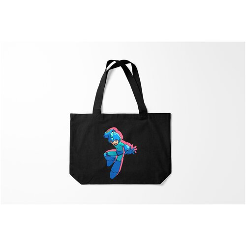 фото Сумка-шоппер / 46х35 см / геймерам / retro games mega man pixel art black burnettie
