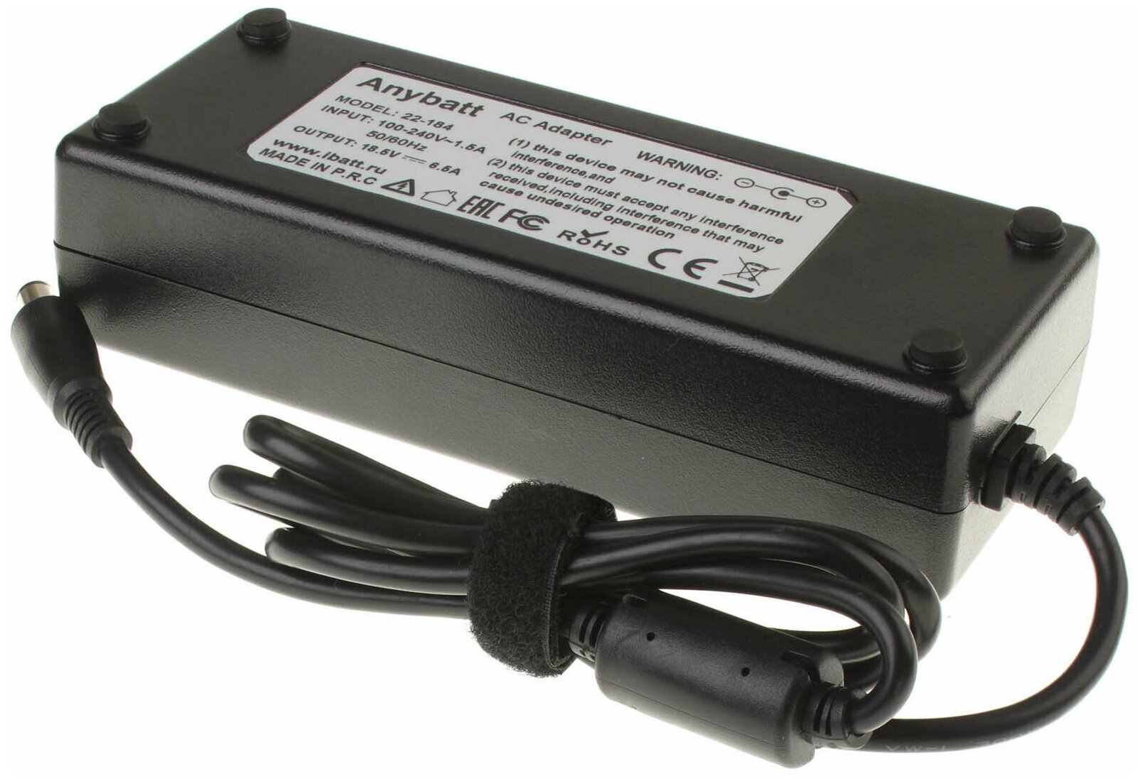 Блок питания Anybatt 22-U1-184 18,5V 6,5A, 120W, 7.4*5.0 mm, pin для HP-Compaq Pavilion dv6-3125er, Pavilion dv6-2019ER, Pavilion dv6-3110er, Pavilion dv6-6179er, Pavilion DV6-3000, Pavilion dv6-6101er, Pavilion dv6-6159er,