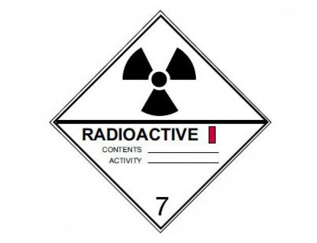 Наклейка Класс 7. Категория I, Радиоактивные вещества 300 х 300 мм