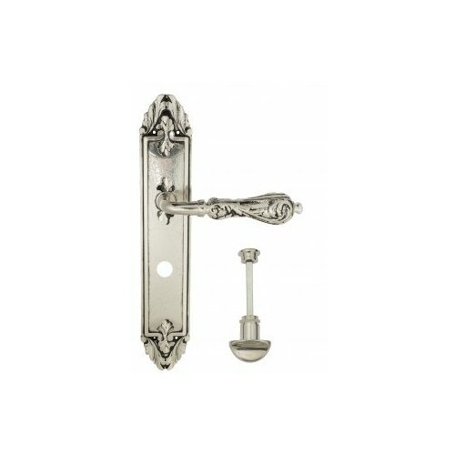 Дверная ручка Venezia MONTE CRISTO WC-2 на планке PL90 натуральное серебро + черный