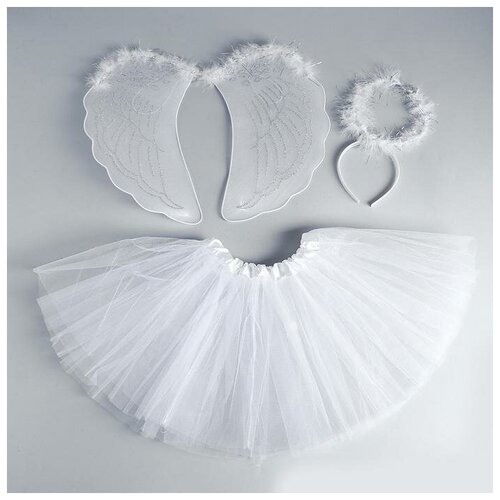 фото Карнавальный набор "ангел" 3 предмета: крылья, юбка, ободок 3740624 сима-ленд