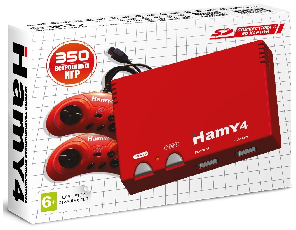 Игровая Приставка "Hamy 4" (16+8 Bit) Classic (350в1) Красный