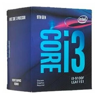 Процессор CPU INTEL S1151v2 Core i3 9100F 4/4, 3.6Ghz up to 4.2Ghz, 14nm, TDP 65W, BOX