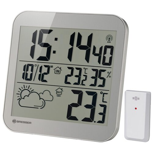 Часы с термометром BRESSER MyTime LCD, серебристый