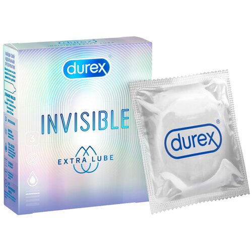 Презервативы Durex Invisible Extra Lube, 3 шт. презервативы durex 3шт интесив рельефные с гелем смазкой