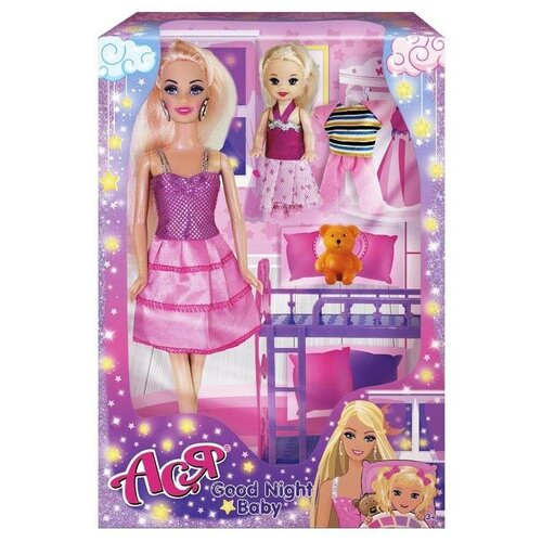 Кукла Ася Спокойной ночи, малышка набор с мини-куклой арт.35095