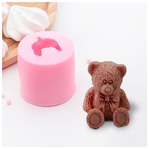 Молд «Мишутка», 5,8×5,8× 5,5 см, цвет розовый (1шт.)