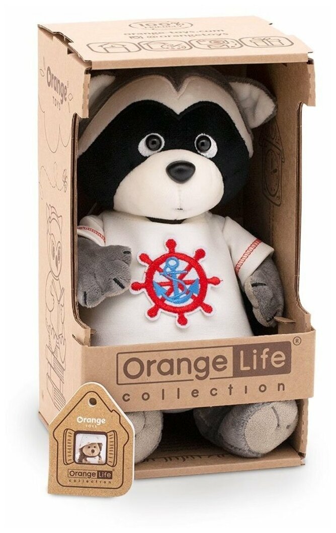 Orange Мягкая игрушка Life "Енотик Дэнни морское путешествие", 20 см Orange Toys - фото №1