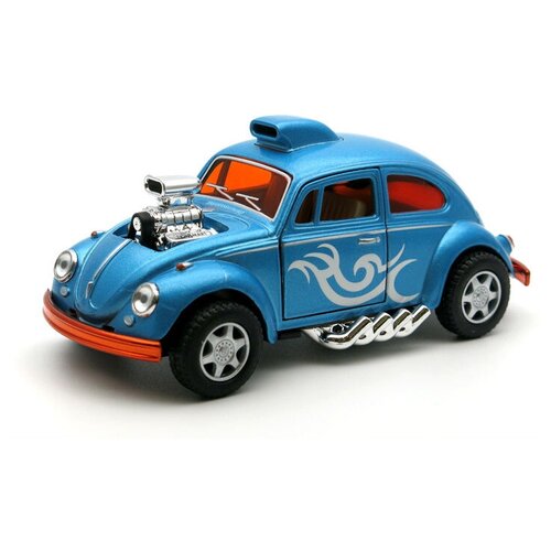 Машинка Volkswagen Beetle Custom Dragracer инерционная металлическая KT5405D коллекционная модель 1:32 подарок мальчику Kinsmart hot wheels custom volkswagen beetle 6 8 walmart exclusive редкая коллекционная модель