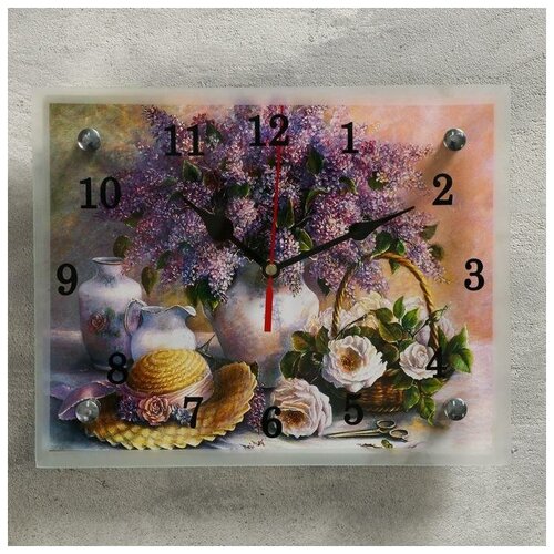 фото Часы настенные, серия: цветы, "сирень в вазе", 20х25 см, микс newstory