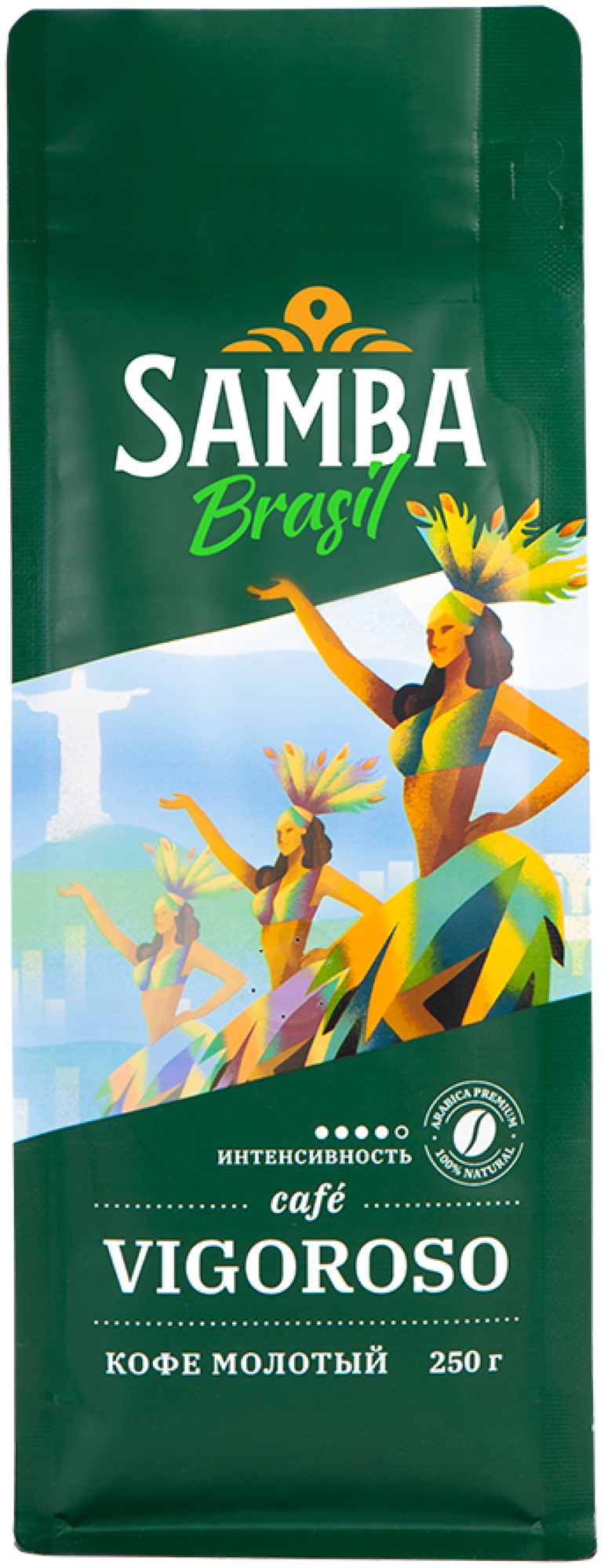 Кофе молотый Samba Cafe Brasil VIGOROSO, арабика, робуста, средняя обжарка, 250 гр - фотография № 1