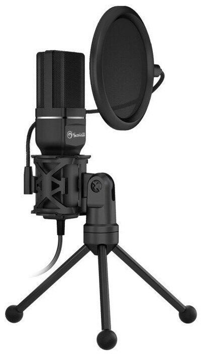 Микрофон для звукозаписи MARVO MIC-03 с шумоподавлением 1,5 метра, USB, чёрный