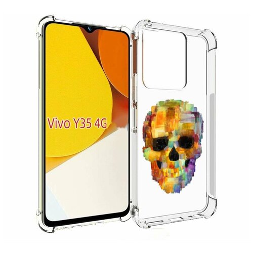 Чехол MyPads нарисованный череп для Vivo Y35 4G 2022 / Vivo Y22 задняя-панель-накладка-бампер