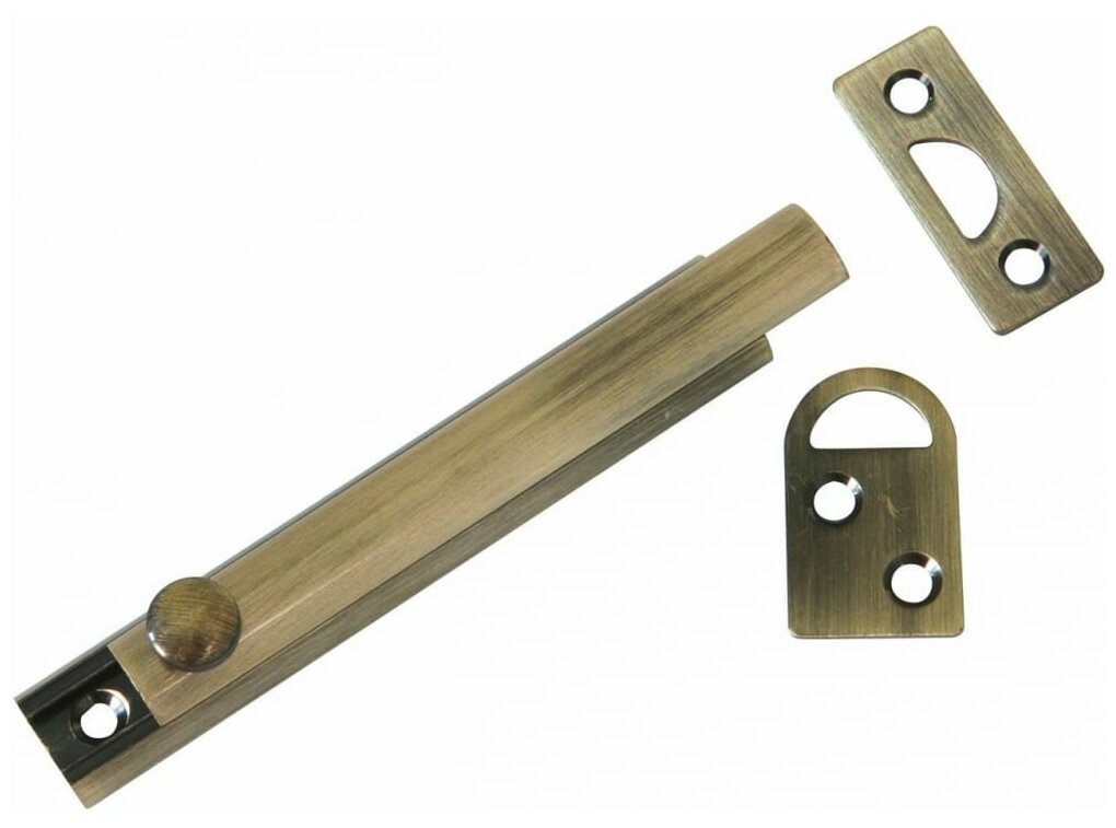 фото Ригель дверной (задвижка, торцевой упор, шпингалет) AMIG, латунь антик, 600-60 A
