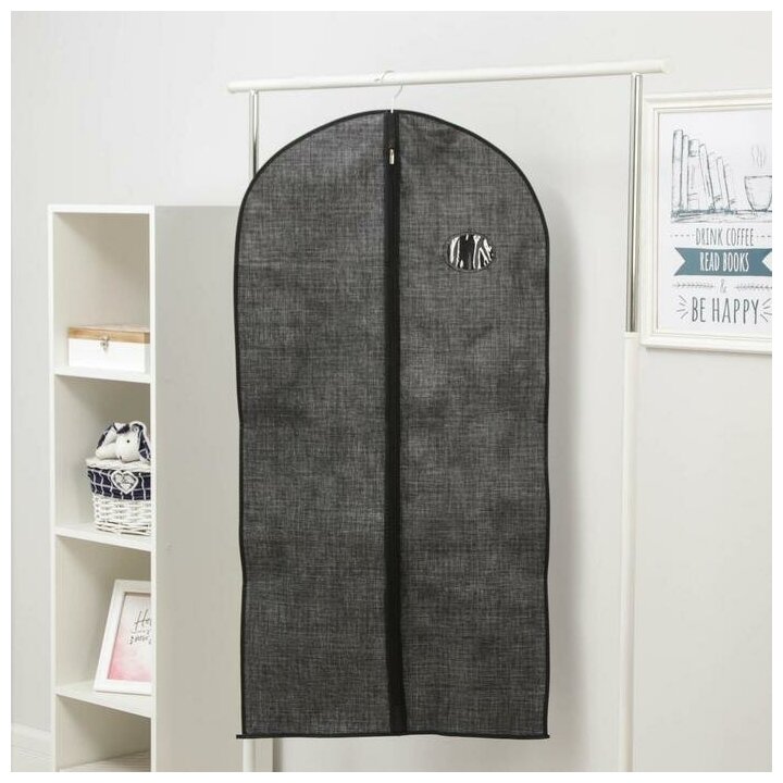Чехол для одежды Доляна «Пастель», с ПВХ окном, 120×60 см, цвет серый - фотография № 1