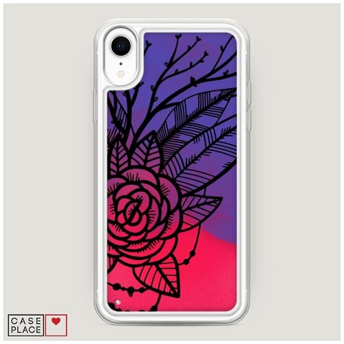 фото Чехол неоновый жидкий iphone xr (10r) зентагл роза case place