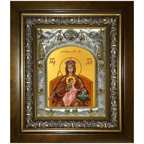 Державная икона Божией Матери, 14х18 см, в окладе и киоте