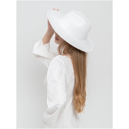 фото Шляпа федора белая размер регулируемый fibbi