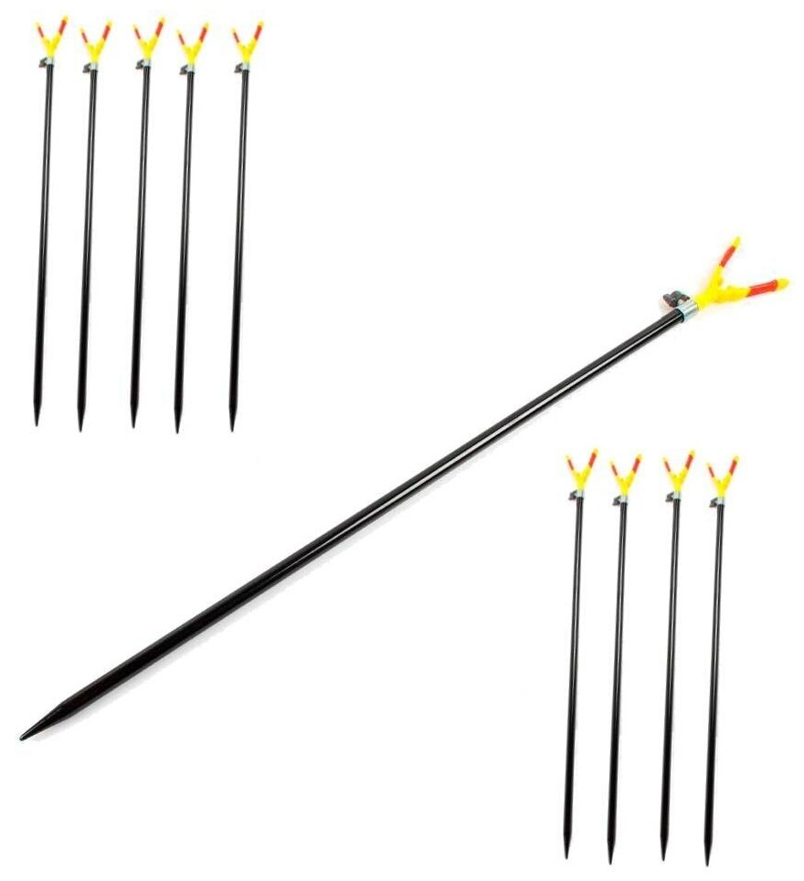 Подставка для удочки телескопическая 180 см желтая. Набор 10 шт.