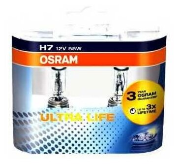 Лампа ULTRA LIFE 12V H7 55W PX26d (пластик) (компл. 2 шт.) OSRAM 64210ULTHCB