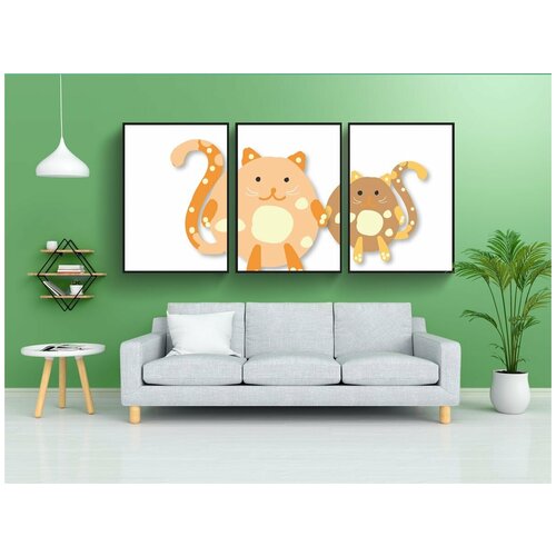 фото Набор модулных постеров для интерьера "кошка, котенок, домашнее животное" 60x90 см. в тубусе, без рамки lotsprints