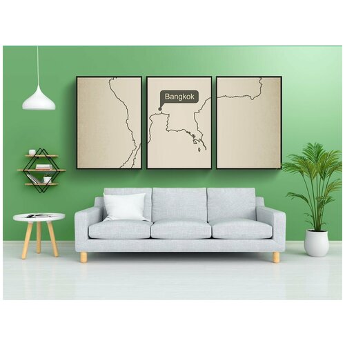 фото Набор модулных постеров для интерьера "контур, карта, таиланд" 60x90 см. в тубусе, без рамки lotsprints
