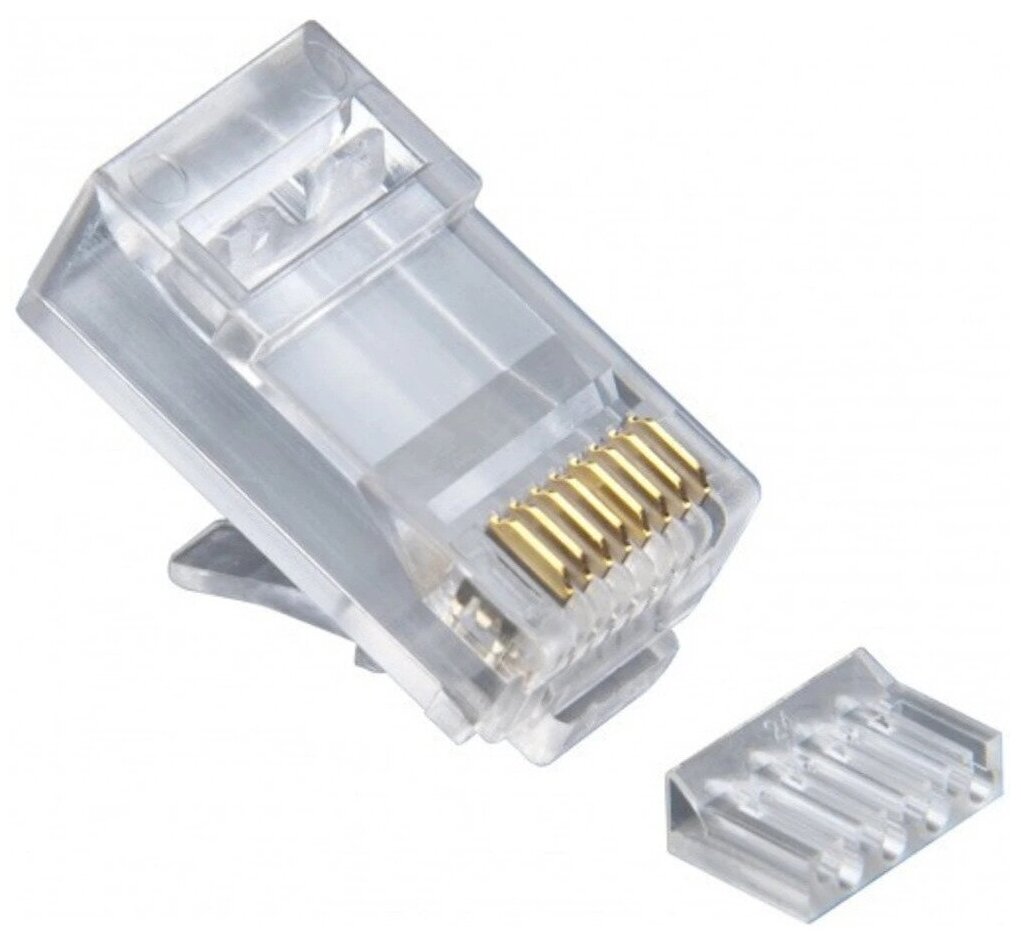 Вилка RJ-45 (8P8C) универсальная кат.5e со вставкой 30 микрон (100 шт.)