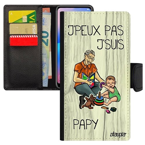 фото Противоударный чехол книжка на смартфон // xiaomi mi 8 // "не могу - стал дедом!" комикс карикатура, utaupia, светло-серый