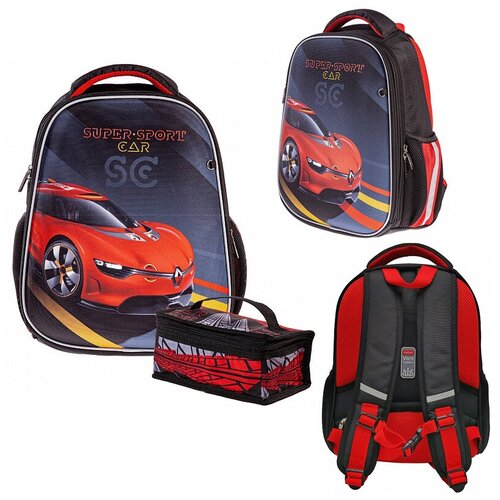 фото Hatber рюкзак каркасный, hatber, ergonomic light ,38 х 29 х 15, eva- материал, с термосумкой, super sports car