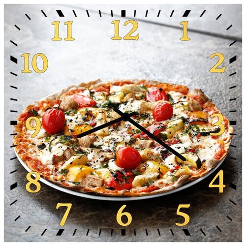 фото Svs настенные часы svs 4001730 kitchen пицца с помидорами