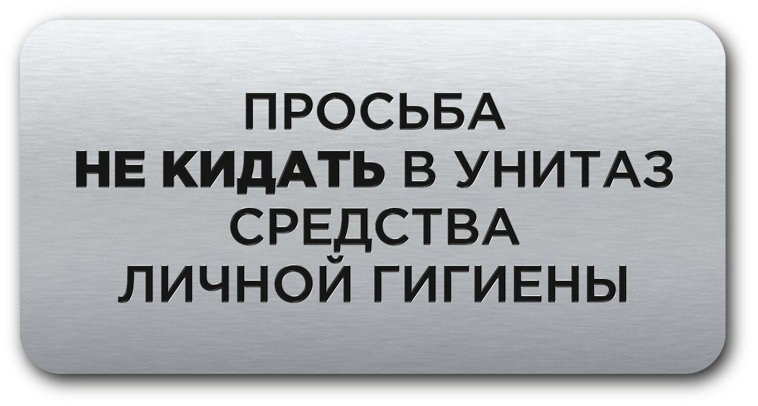 Табличка информационная CVT / Не бросайте мусор / Размер 120х60мм /Табличка с лазерной гравировкой / Прямоугольная / Серебряная /