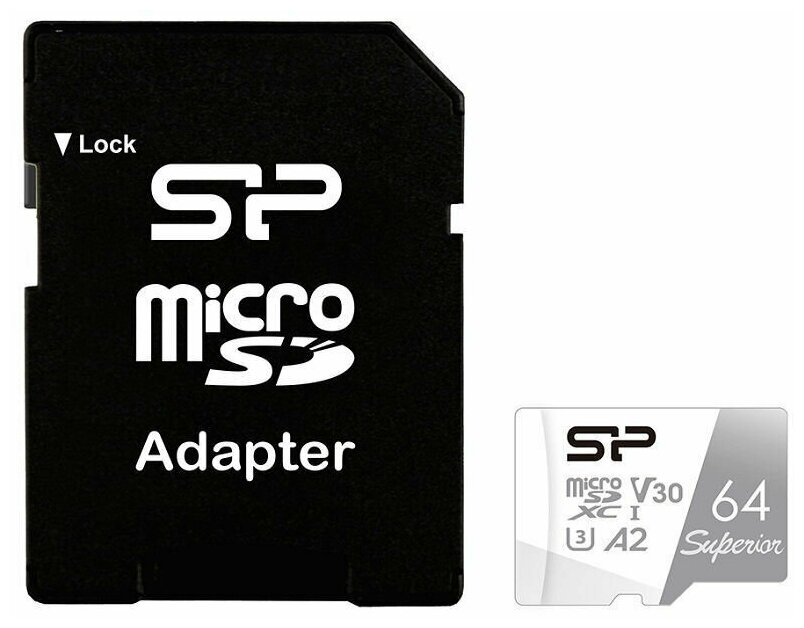 Карта памяти microSD 64 ГБ Silicon Power Class 10 Superior ( SP064GBSTXDA2V20SP )