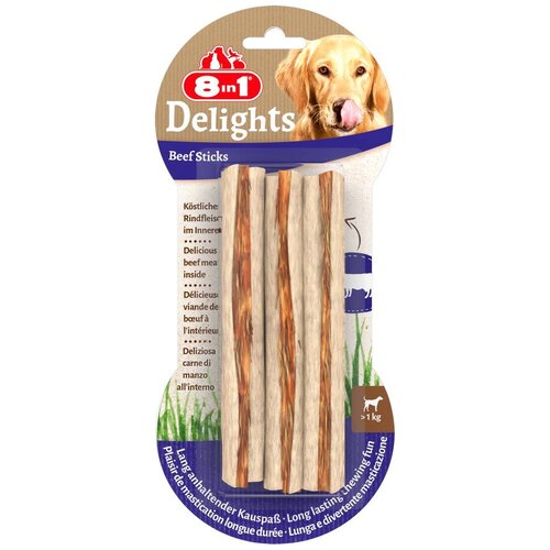 Лакомство для собак 8 In 1 Delights Beef Sticks (13 см), 75 г 8in1 beef delights sticks палочки с говядиной для маленьких и средних собак