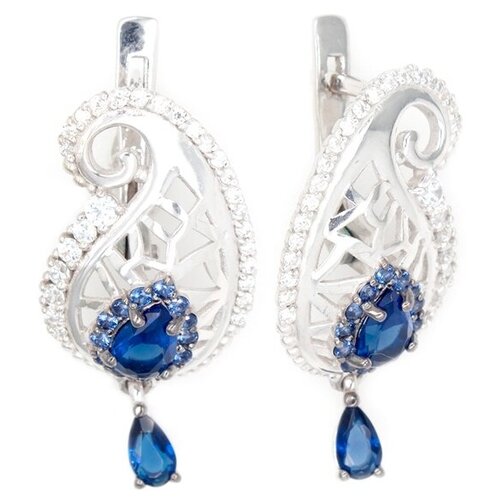 Серьги The-Jeweller Серьги из серебра с фианитами, ювелирным кристаллом цвет бесцветный/синий