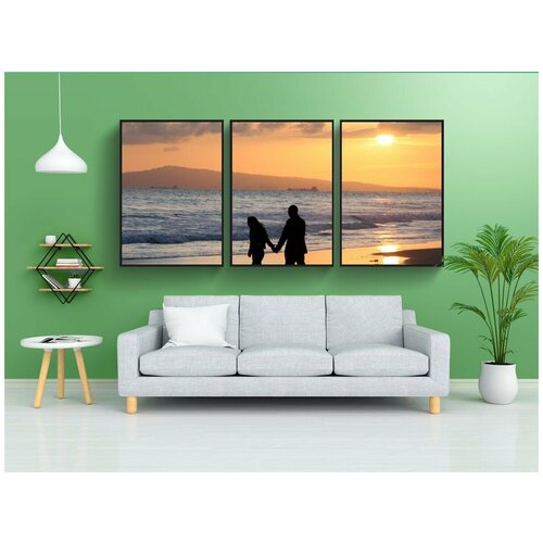 фото Набор модулных постеров для интерьера "заход солнца, пара, прогулка" 60x90 см. в тубусе, без рамки lotsprints